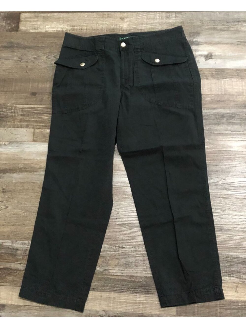 Lauren Ralph Lauren Womens Size 8 Black Crop Cropped Cargo Pants